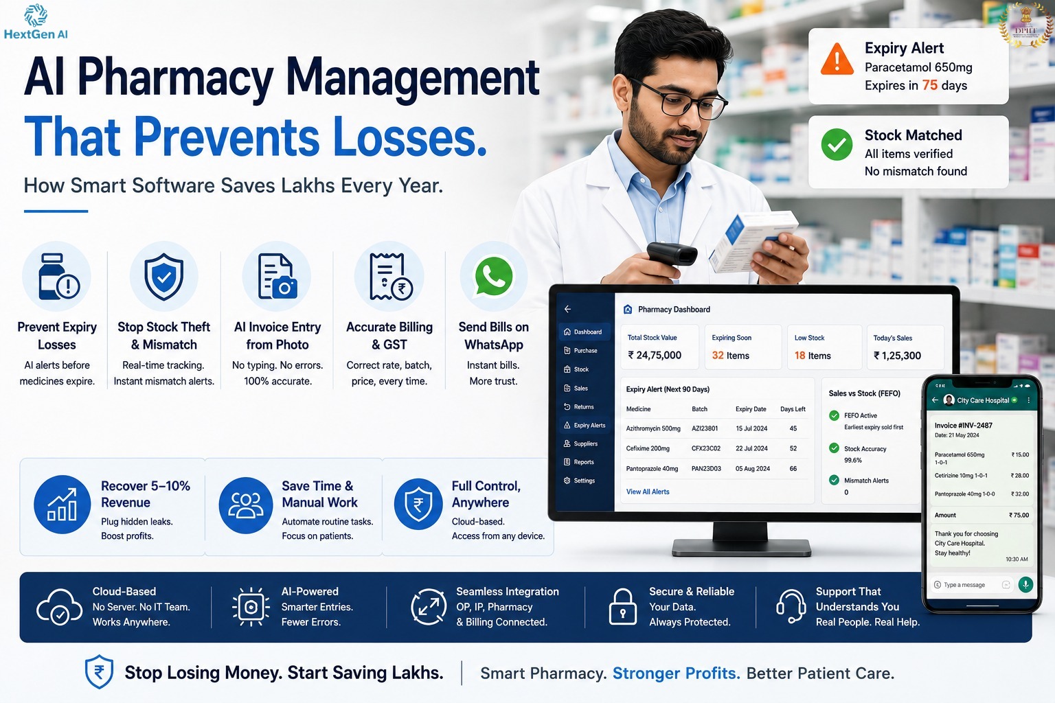 AI Pharmacy Management That Prevents Losses: How Smart Software Saves Lakhs Every Year